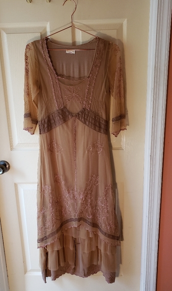 Taupe and Pink Age of Love dress by Nataya sz S - Picture 8 of 8